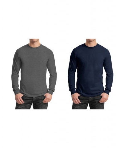 Men's 2-Pack Egyptian Cotton-Blend Long Sleeve Crew Neck Tee Charcoal/Navy $21.00 T-Shirts