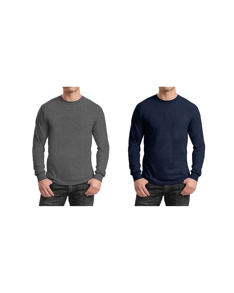 Men's 2-Pack Egyptian Cotton-Blend Long Sleeve Crew Neck Tee Charcoal/Navy $21.00 T-Shirts