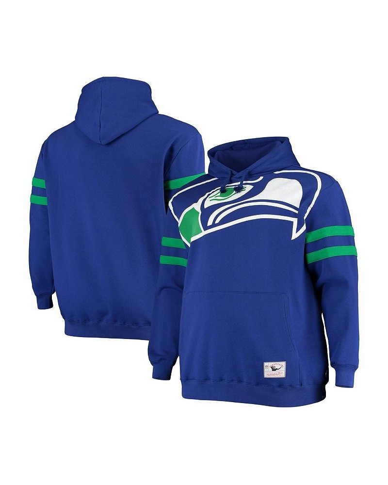 Men's Royal Seattle Seahawks Big and Tall Big Face Historic Logo Fleece Pullover Hoodie $43.34 Sweatshirt