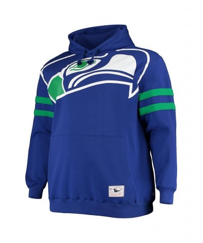 Men's Royal Seattle Seahawks Big and Tall Big Face Historic Logo Fleece Pullover Hoodie $43.34 Sweatshirt