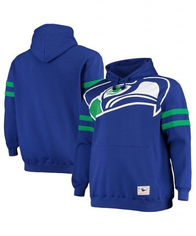 Men's Royal Seattle Seahawks Big and Tall Big Face Historic Logo Fleece Pullover Hoodie $43.34 Sweatshirt