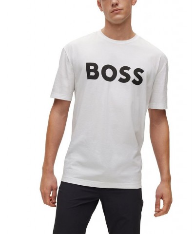 BOSS Men's Cotton-Jersey Crew-Neck Logo Print T-shirt White $42.12 T-Shirts