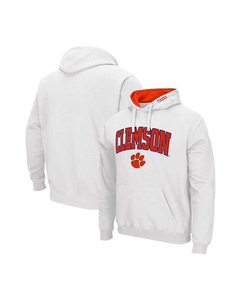 Men's White Clemson Tigers Arch Logo 3.0 Pullover Hoodie $35.99 Sweatshirt