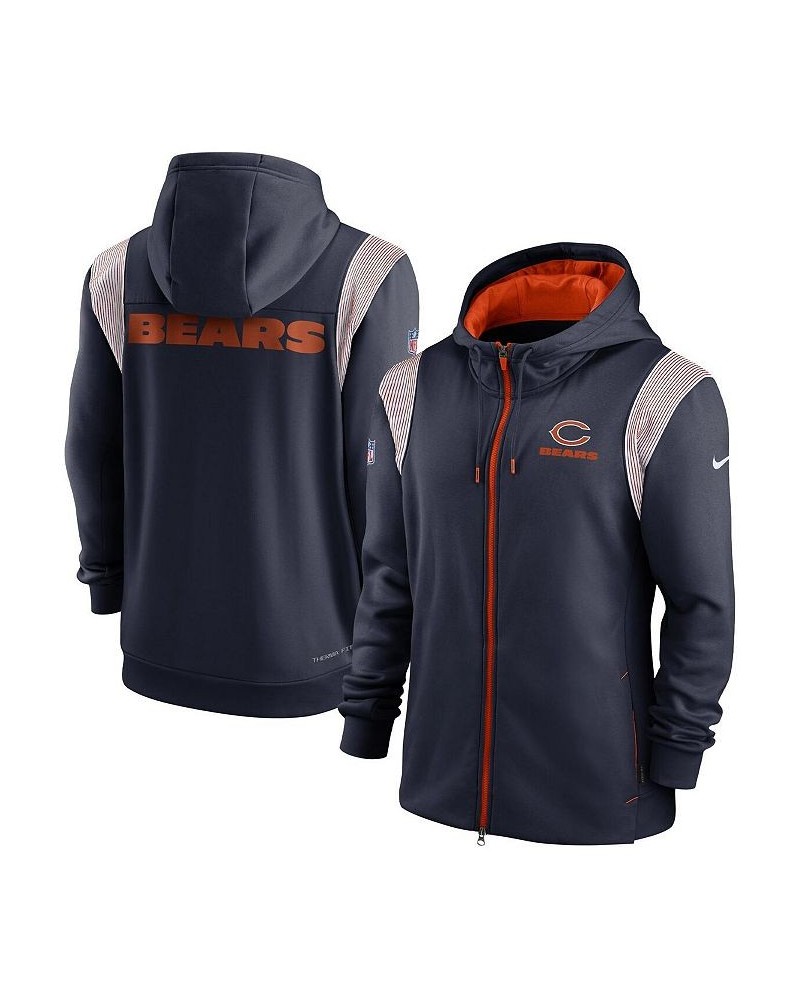 Men's Navy Chicago Bears Performance Sideline Lockup Full-Zip Hoodie $43.73 Sweatshirt