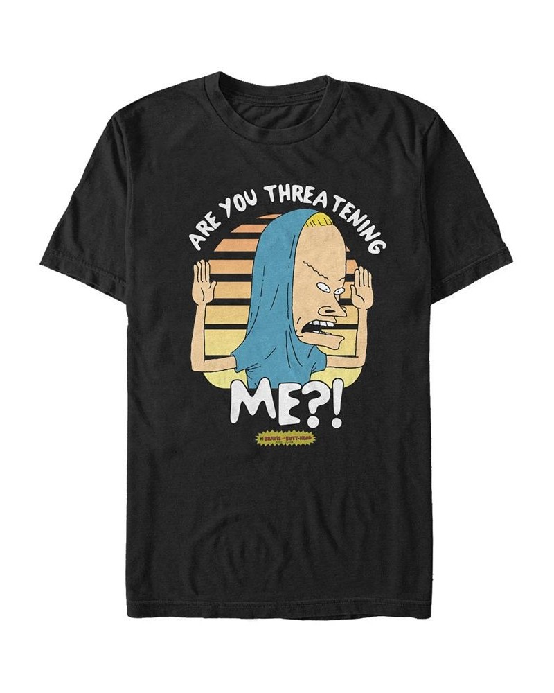 Beavis and Butthead MTV Men's Are You Threatening Me Logo Short Sleeve T-Shirt Black $18.89 T-Shirts