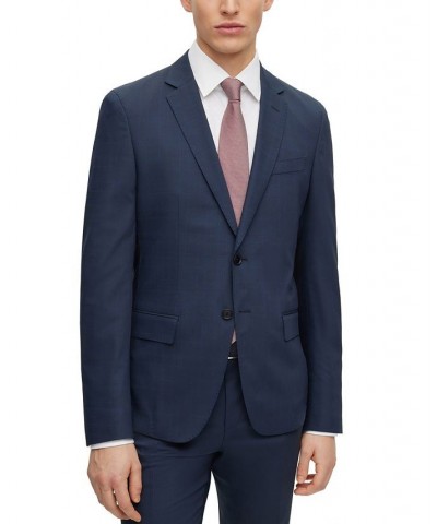 BOSS Men's Slim-Fit Checked Wool Blend Suit, 2 Piece Set Blue $289.60 Suits