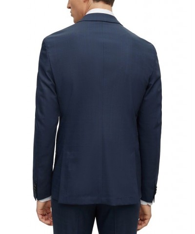 BOSS Men's Slim-Fit Checked Wool Blend Suit, 2 Piece Set Blue $289.60 Suits