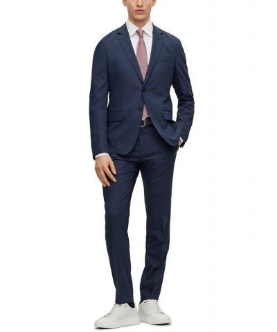 BOSS Men's Slim-Fit Checked Wool Blend Suit, 2 Piece Set Blue $289.60 Suits