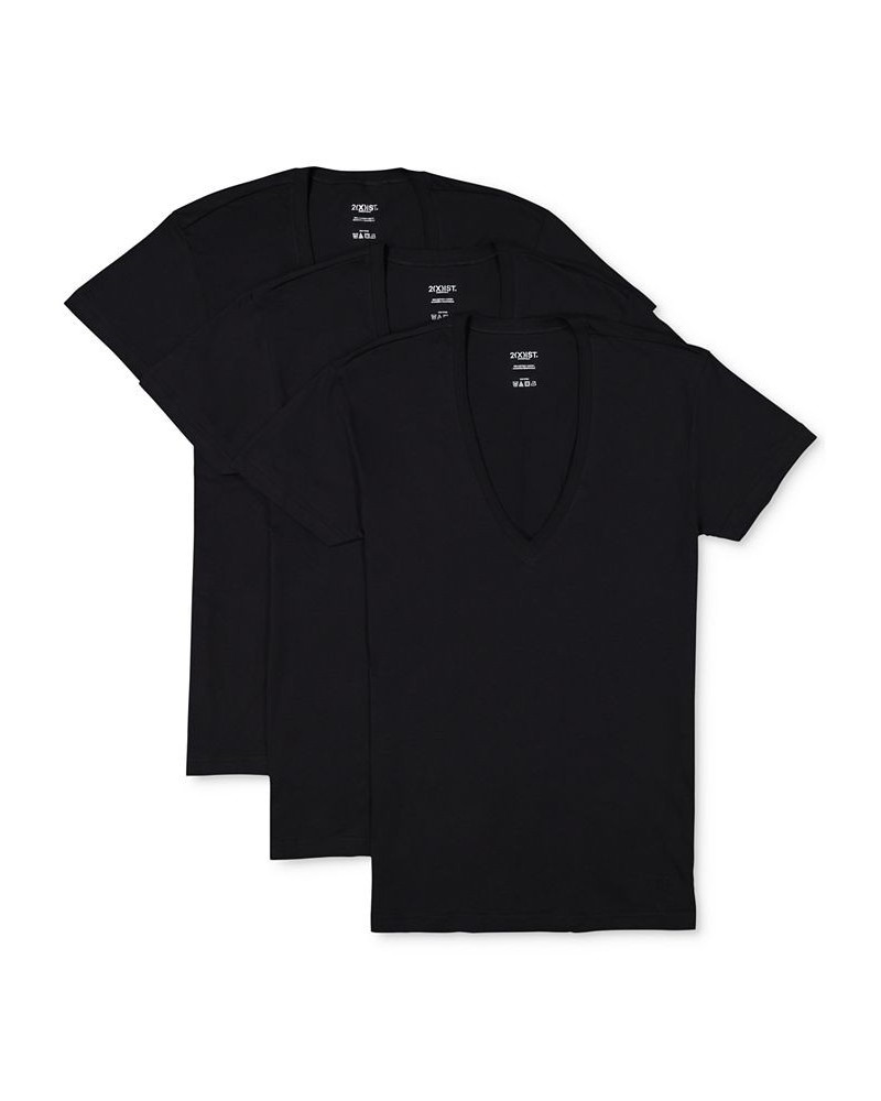 Men's Slim-Fit Deep V-Neck 3 Pack Undershirt Black $22.05 Undershirt