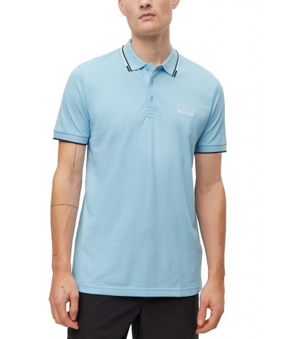 BOSS Men's Cotton-Blend Contrast Details Polo Shirt Blue $51.20 Polo Shirts