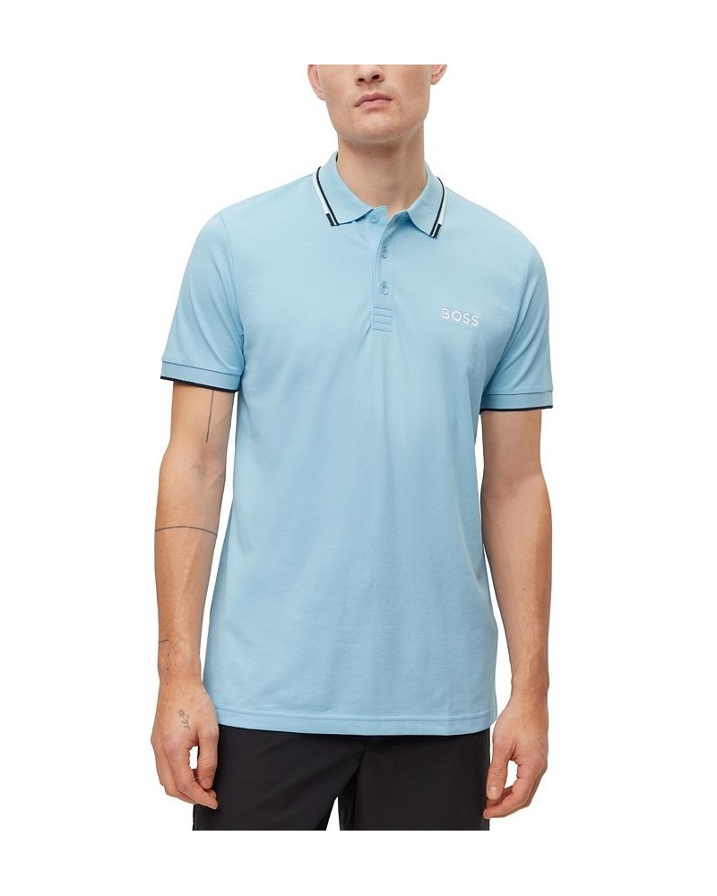 BOSS Men's Cotton-Blend Contrast Details Polo Shirt Blue $51.20 Polo Shirts