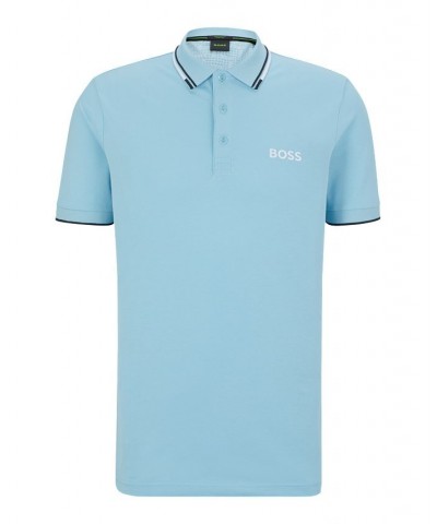 BOSS Men's Cotton-Blend Contrast Details Polo Shirt Blue $51.20 Polo Shirts