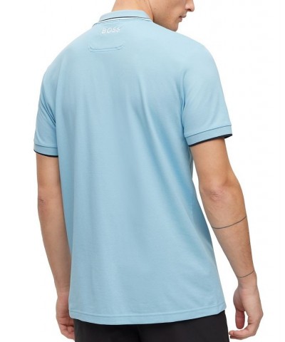 BOSS Men's Cotton-Blend Contrast Details Polo Shirt Blue $51.20 Polo Shirts