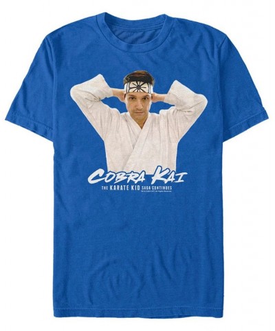 Cobra Kai Sony Men's Karate Kid Profile Short Sleeve T-Shirt Blue $18.54 T-Shirts