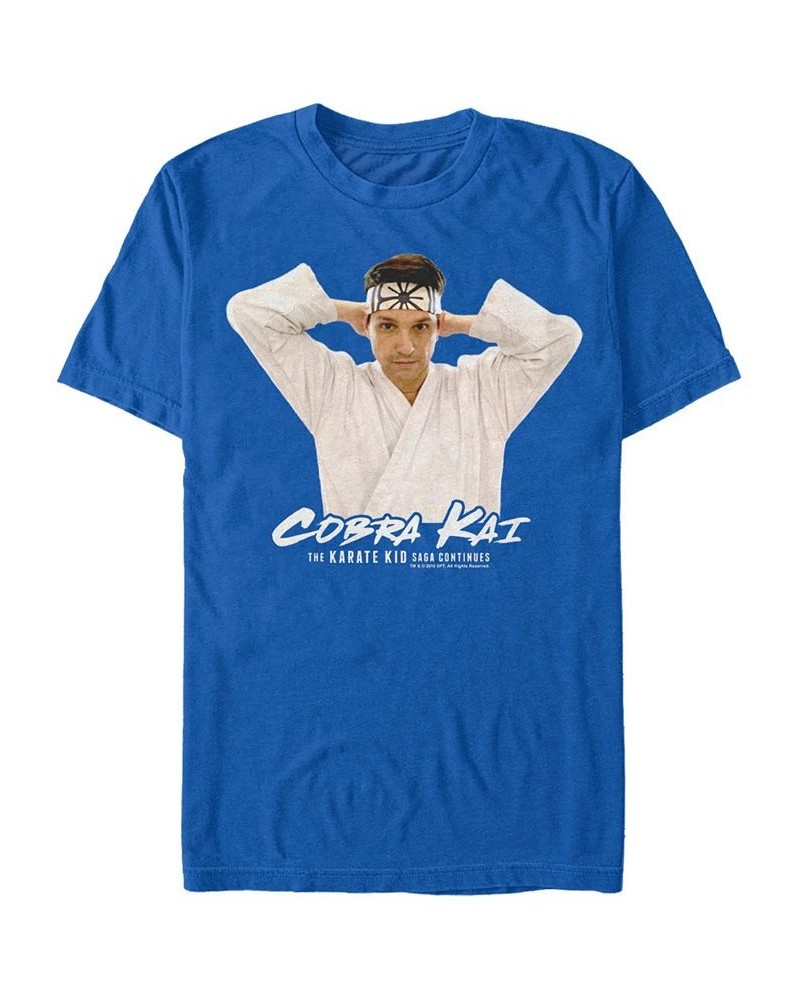 Cobra Kai Sony Men's Karate Kid Profile Short Sleeve T-Shirt Blue $18.54 T-Shirts