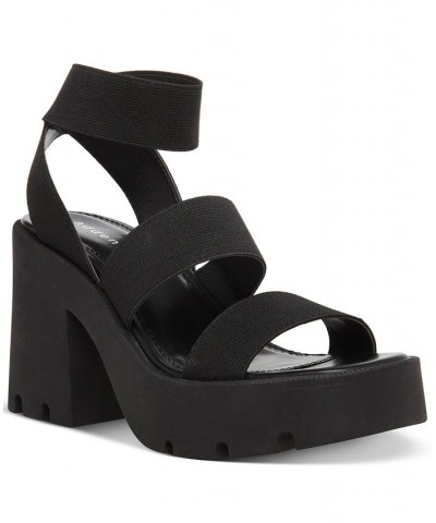 Women's Temple Lug Sole City Sandals Black $36.57 Shoes