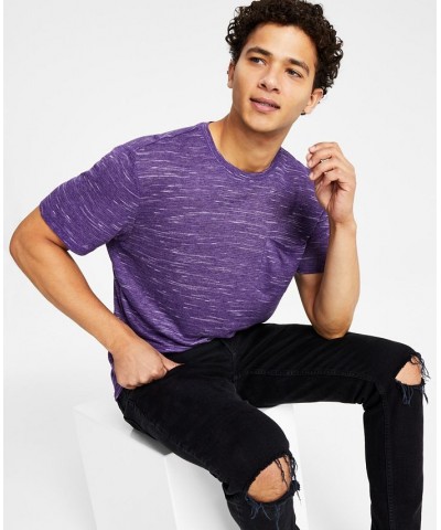 Men's Classic-Fit Marled Waffle-Knit T-Shirt Purple $9.97 T-Shirts