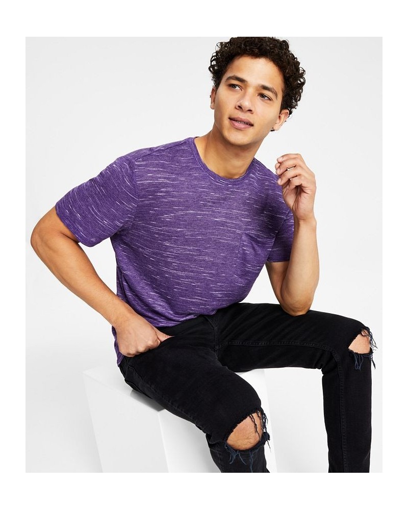 Men's Classic-Fit Marled Waffle-Knit T-Shirt Purple $9.97 T-Shirts