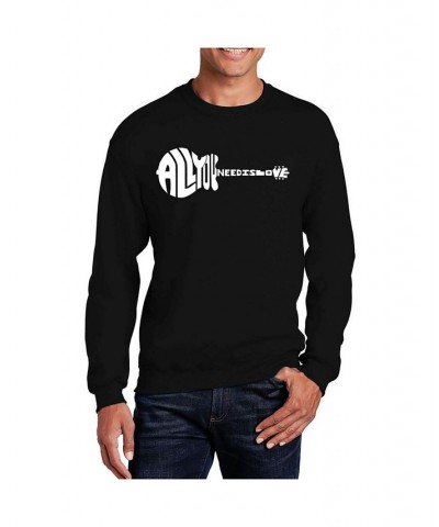 Men's Word Art All You Need Is Love Crewneck Sweatshirt Black $26.49 Sweatshirt